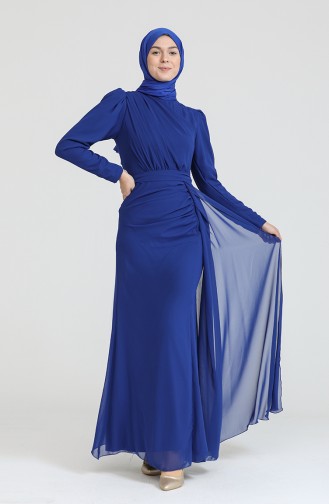 Saxe Hijab Evening Dress 5736-14