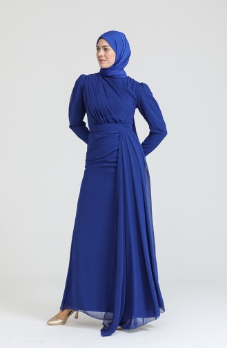 Saxe Hijab Evening Dress 5736-14