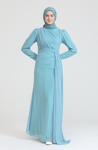 Green Almond Hijab Evening Dress 5736-15