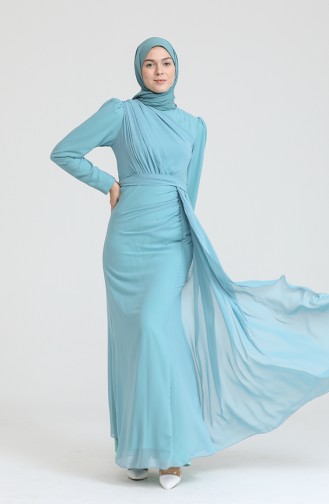 Unreife Mandelgrün Hijab-Abendkleider 5736-15