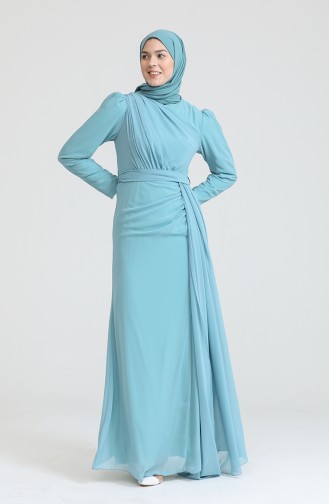 Green Almond Hijab Evening Dress 5736-15