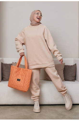 3 İplik Jogger Eşofman Takım 000203-01 Vizon