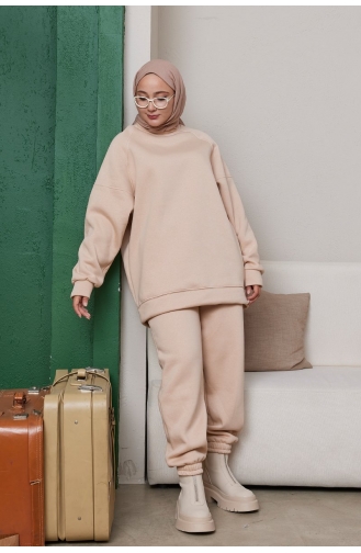 3 İplik Jogger Eşofman Takım 000203-01 Vizon