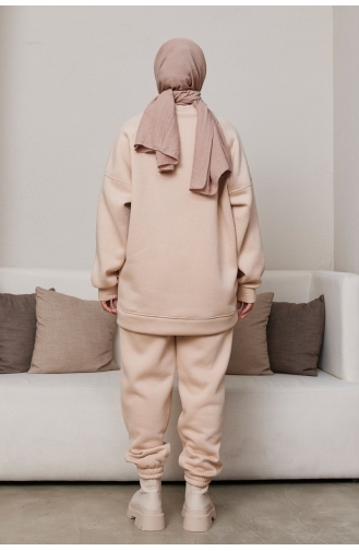 3 İplik Jogger Eşofman Takım 000203-01 Vizon