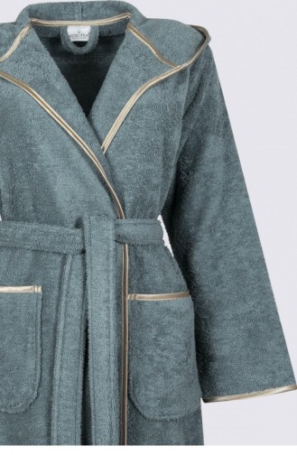 Ecocotton Ecosoft Kadın Bornoz 100 Organik Pamuk Armürlü Mint