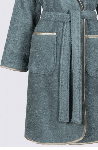 Ecocotton Ecosoft Kadın Bornoz 100 Organik Pamuk Armürlü Mint