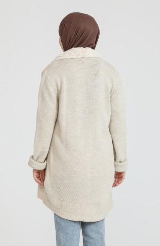Triko Detayli Kap 9432-01 Krem