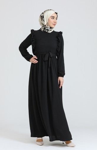 Schwarz Hijab Kleider 7037.SİYAH