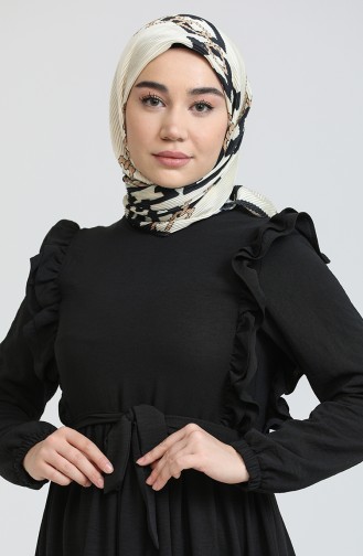 Schwarz Hijab Kleider 7037.SİYAH