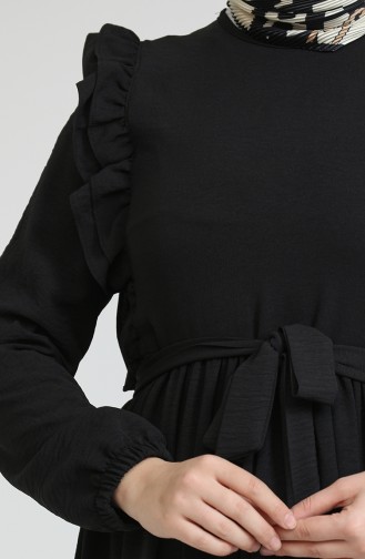 Schwarz Hijab Kleider 7037.SİYAH