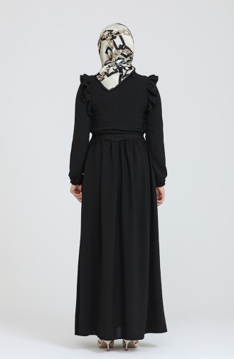 Schwarz Hijab Kleider 7037.SİYAH