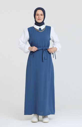 Dunkelblau Hijab Kleider 0385-05