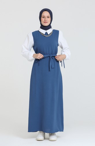 Navy Blue Hijab Dress 0385-05