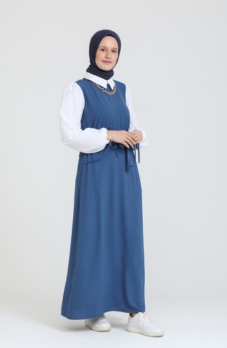 Navy Blue Hijab Dress 0385-05