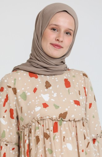 Desenli Önü Büzgülü Tunik 445001 Bej