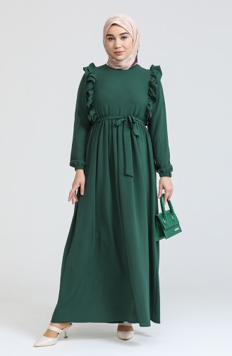 Robe Hijab Vert emeraude 7037.ZÜMRÜT YEŞİLİ