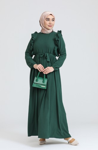 Robe Hijab Vert emeraude 7037.ZÜMRÜT YEŞİLİ