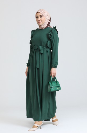 Robe Hijab Vert emeraude 7037.ZÜMRÜT YEŞİLİ