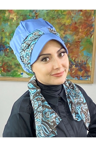 Blue Ready to Wear Turban 786EYLL22FLŞP-01