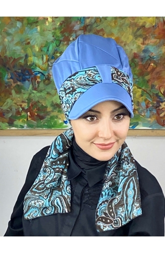 Blue Ready to Wear Turban 786EYLL22FLŞP-01