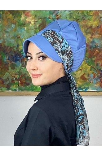 Blue Ready to Wear Turban 786EYLL22FLŞP-01