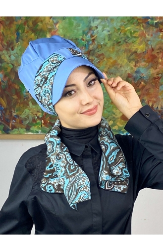 Blue Ready to Wear Turban 786EYLL22FLŞP-01