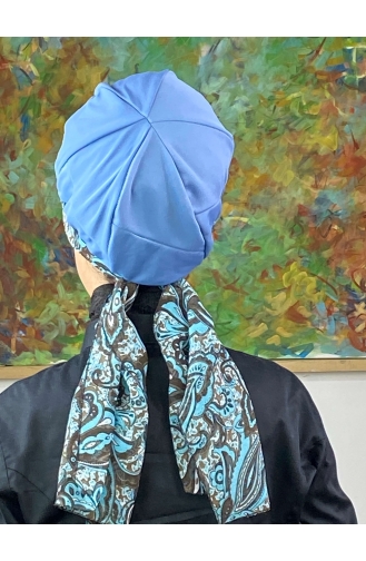 Blue Ready to Wear Turban 786EYLL22FLŞP-01