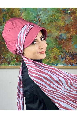 Dark Dusty Rose Ready to Wear Turban 716EYLL22FLŞP-01