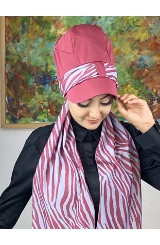 Dark Dusty Rose Ready to Wear Turban 716EYLL22FLŞP-01