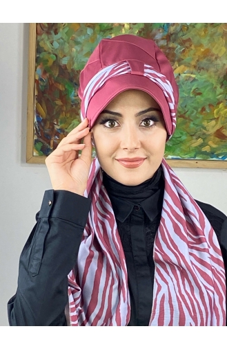 Dark Dusty Rose Ready to Wear Turban 716EYLL22FLŞP-01