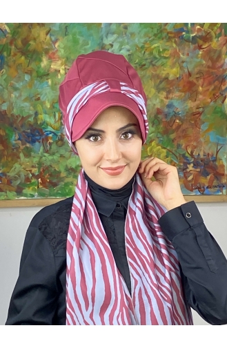 Dark Dusty Rose Ready to Wear Turban 716EYLL22FLŞP-01