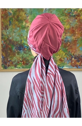 Dark Dusty Rose Ready to Wear Turban 716EYLL22FLŞP-01