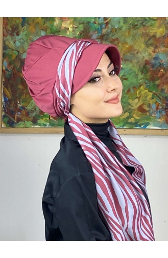 Dark Dusty Rose Ready to Wear Turban 716EYLL22FLŞP-01