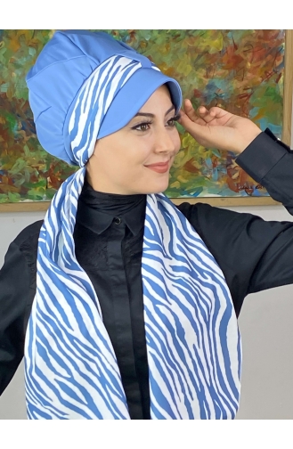 Light Blue Ready to Wear Turban 716EYLL22FLŞP-03