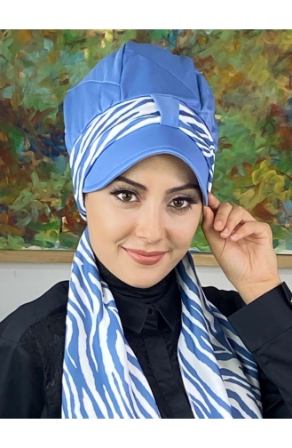 Light Blue Ready to Wear Turban 716EYLL22FLŞP-03