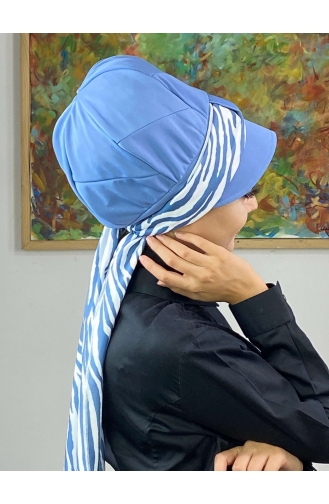 Light Blue Ready to Wear Turban 716EYLL22FLŞP-03