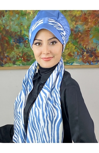 Light Blue Ready to Wear Turban 716EYLL22FLŞP-03