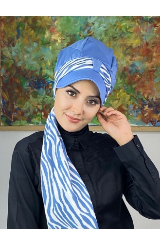 Light Blue Ready to Wear Turban 716EYLL22FLŞP-03