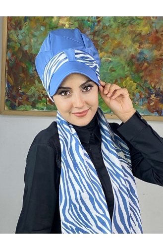 Light Blue Ready to Wear Turban 716EYLL22FLŞP-03