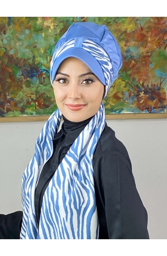 Light Blue Ready to Wear Turban 716EYLL22FLŞP-03