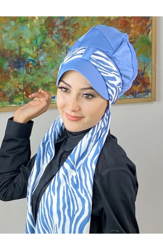 Light Blue Ready to Wear Turban 716EYLL22FLŞP-03