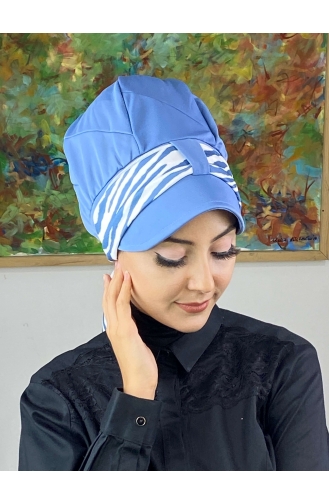 Light Blue Ready to Wear Turban 716EYLL22FLŞP-03