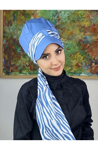 Light Blue Ready to Wear Turban 716EYLL22FLŞP-03