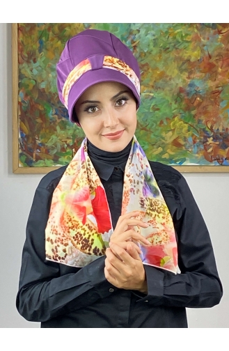 Light Purple Ready to Wear Turban 806EYLL22FLŞP-01