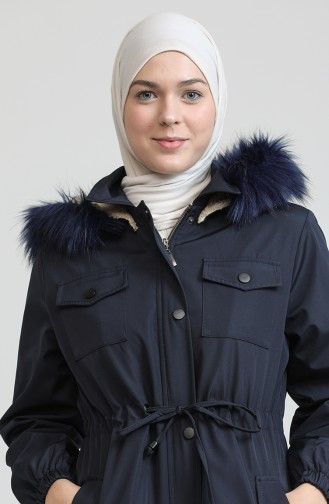 معطف طويل أزرق كحلي 4075-03