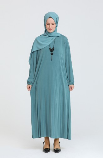 Soley Pliseli Sandy Elbise 5000-06 Mint Yeşili