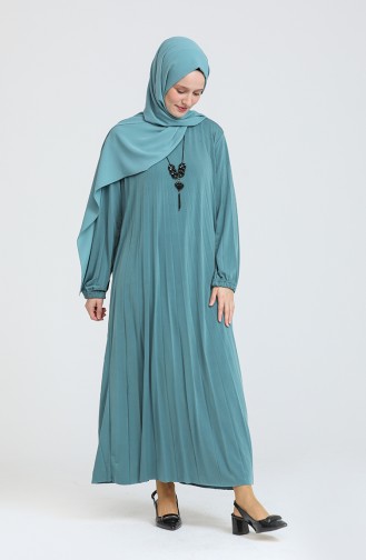 Soley Pliseli Sandy Elbise 5000-06 Mint Yeşili