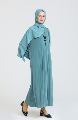 Soley Pliseli Sandy Elbise 5000-06 Mint Yeşili
