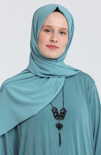 Soley Pliseli Sandy Elbise 5000-06 Mint Yeşili