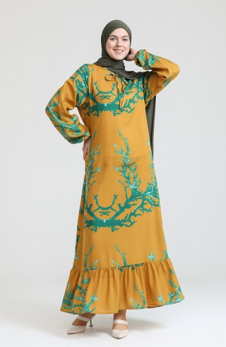 Mustard Hijab Dress 6699-09